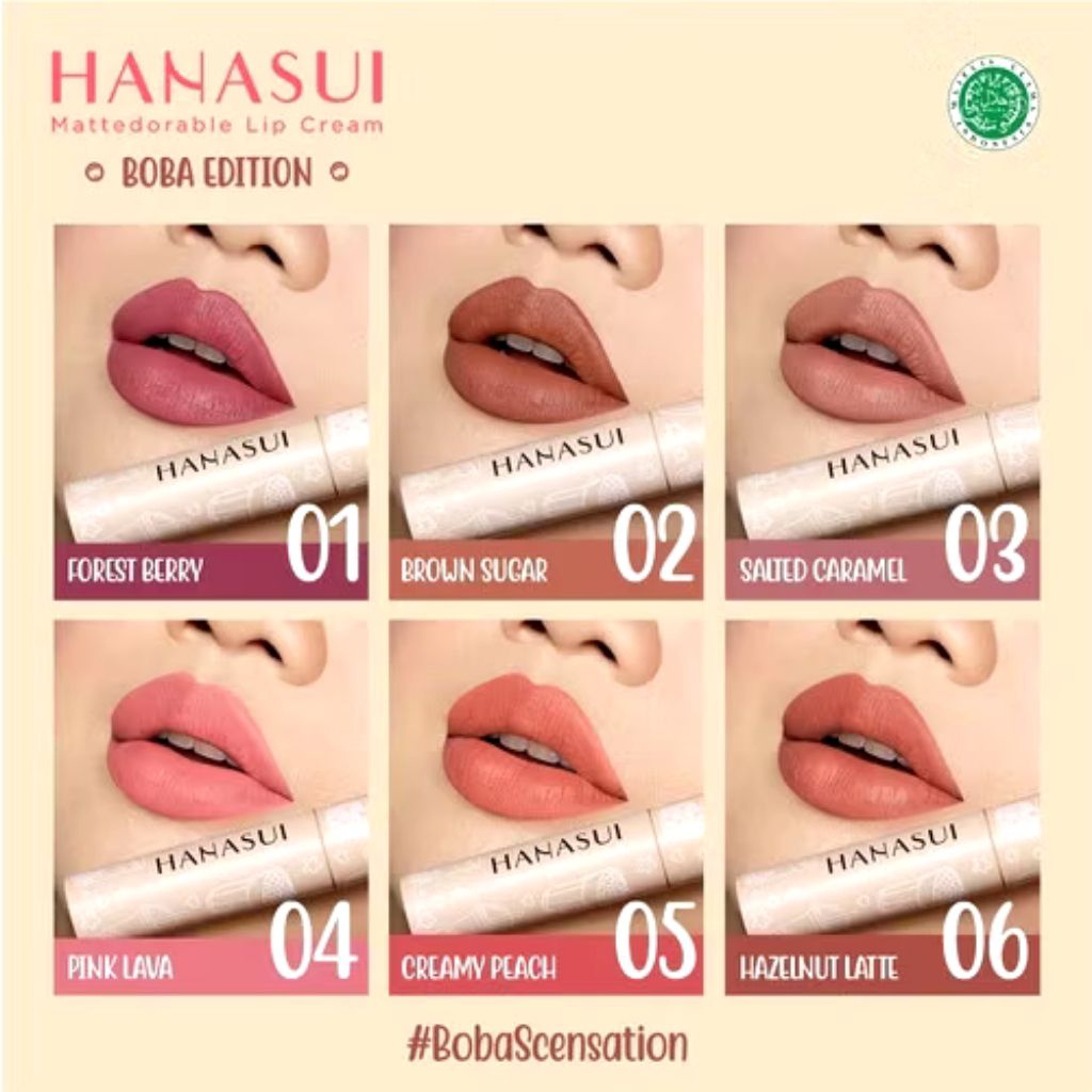 Lip Cream Hanasui boba velvet matte – Matte Tahan Lama | Varian Boba & Mattedorable