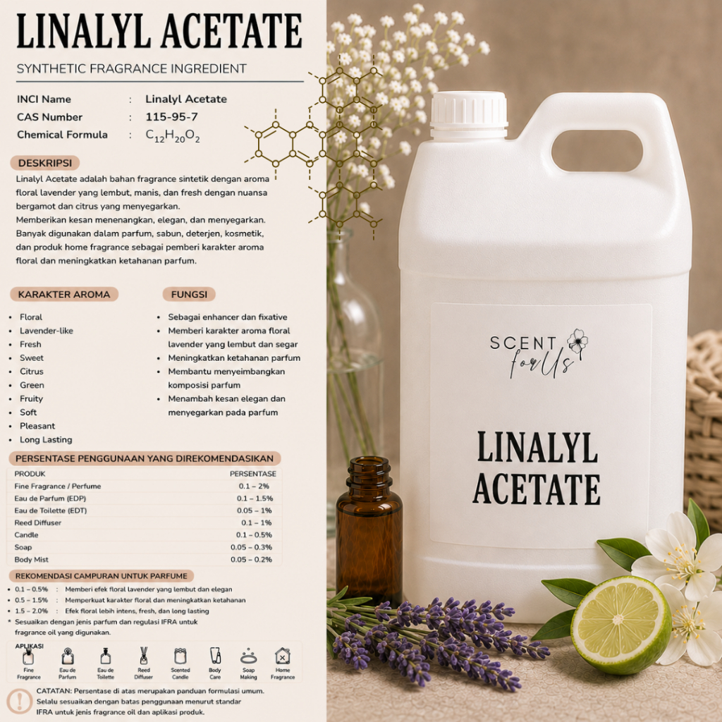 Linalyl Acetate / Raw Material Parfum / Aroma Ingredients Bahan Parfum / Perfumery Ingredient Raw Ma