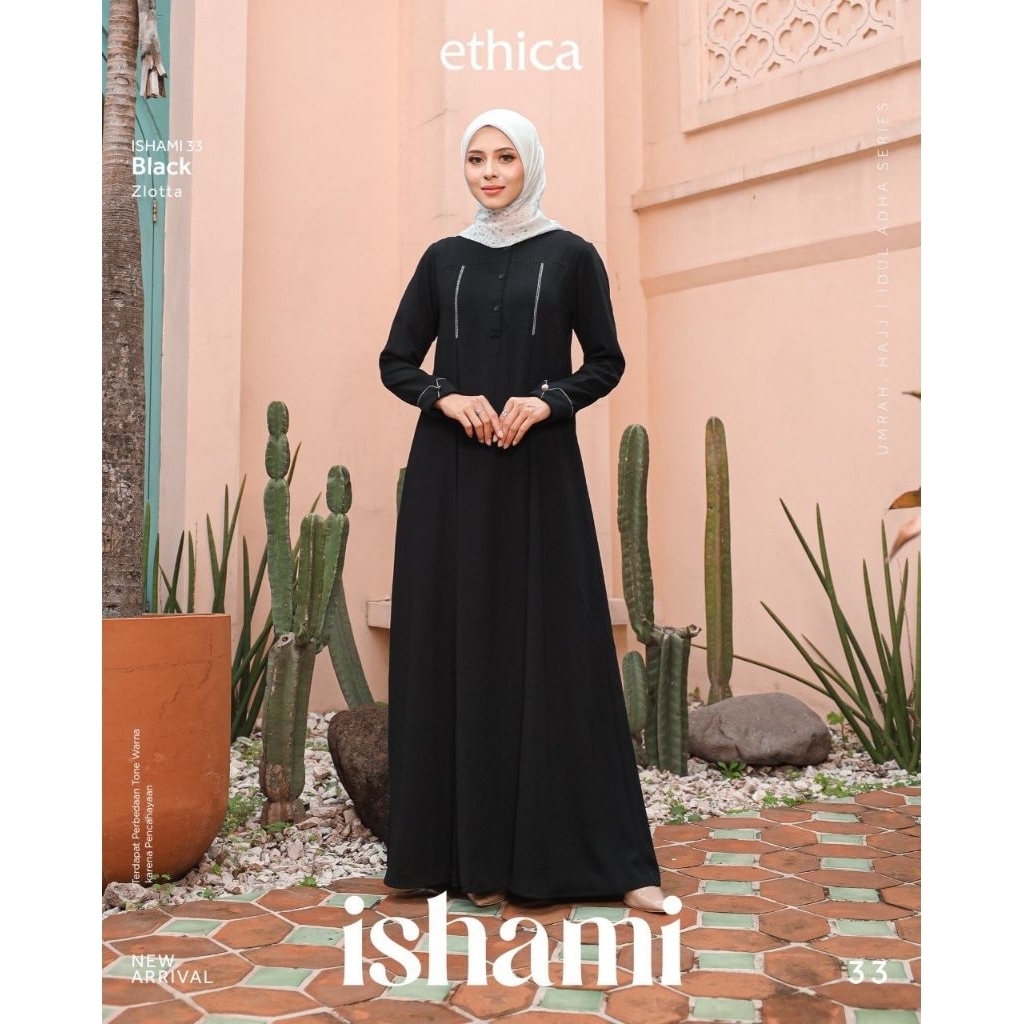 GAMIS ETHICA ISHAMI 33/ GAMIS HITAM PUTIH POLOS TERBARU/ GAMIS HAJI DAN UMROH/ GAMIS ETHICA