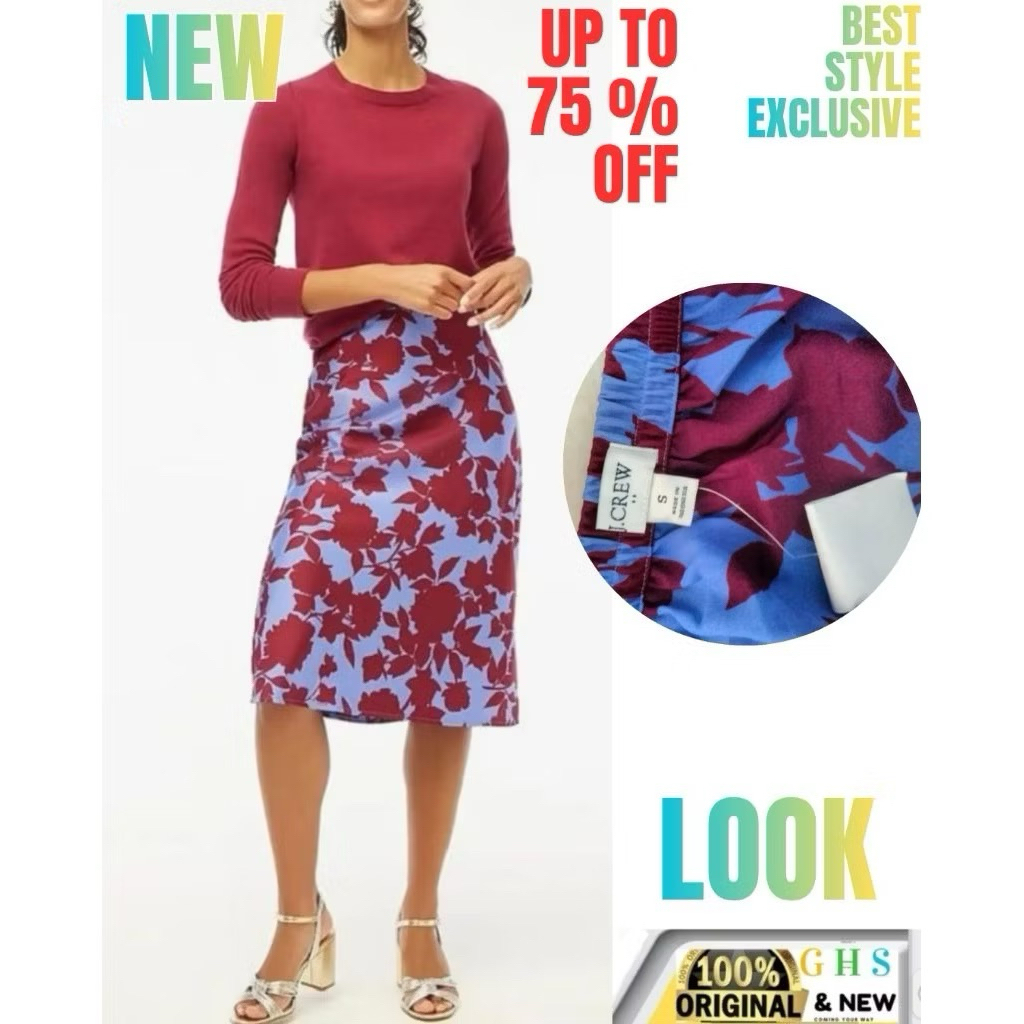 ROK J.CREW WANITA SKIRT MOTIF BUNGA BRANDED NEW ORIGINAL
