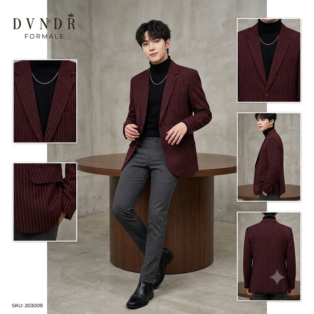 NEW Dvandra.id Jas Blazer Striped  Blazer Salur Pria motif garis-garis tipis vertikal
