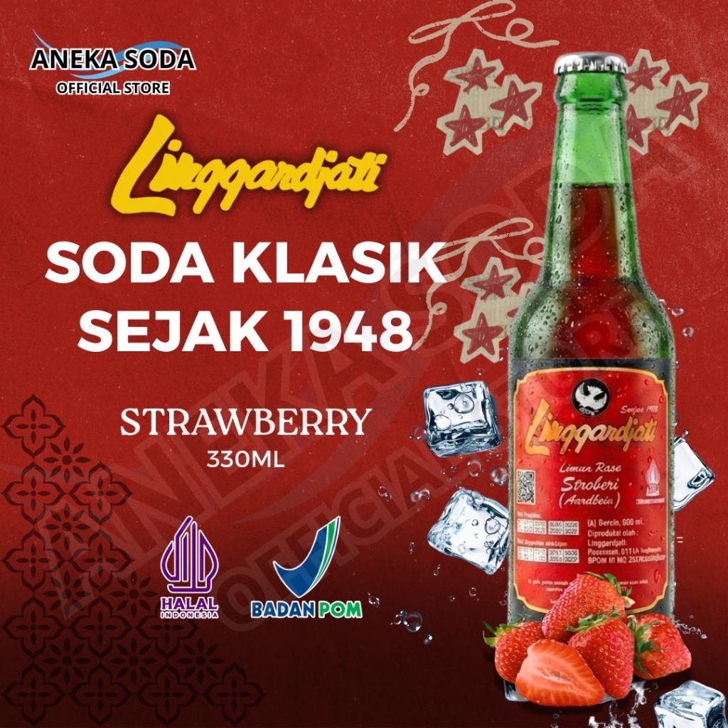Limun Linggardjati Strawberry Jadul Halal 330 ml / Orson Linggar Jati