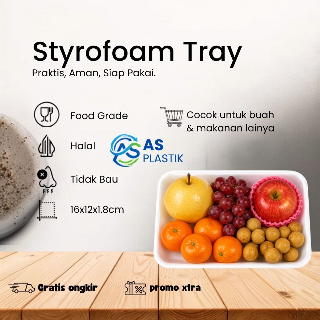 [100PCS] STYROFOAM TRAY SERBAGUNA UNTUK BUAH / ALAS MAKANAN