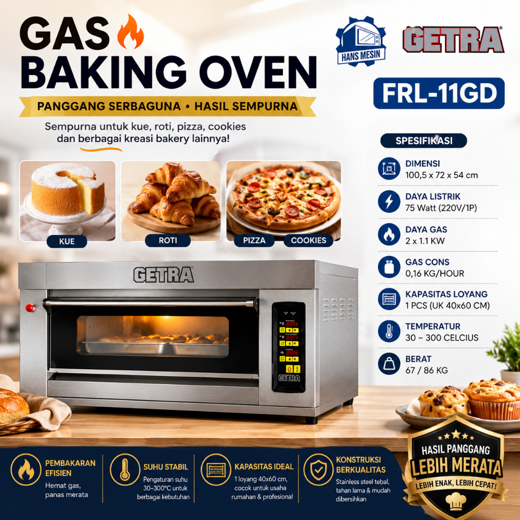 GETRA OVEN GAS 1 DECK 1 LOYANG / OVEN GAS (GETRA) RFL-11GD