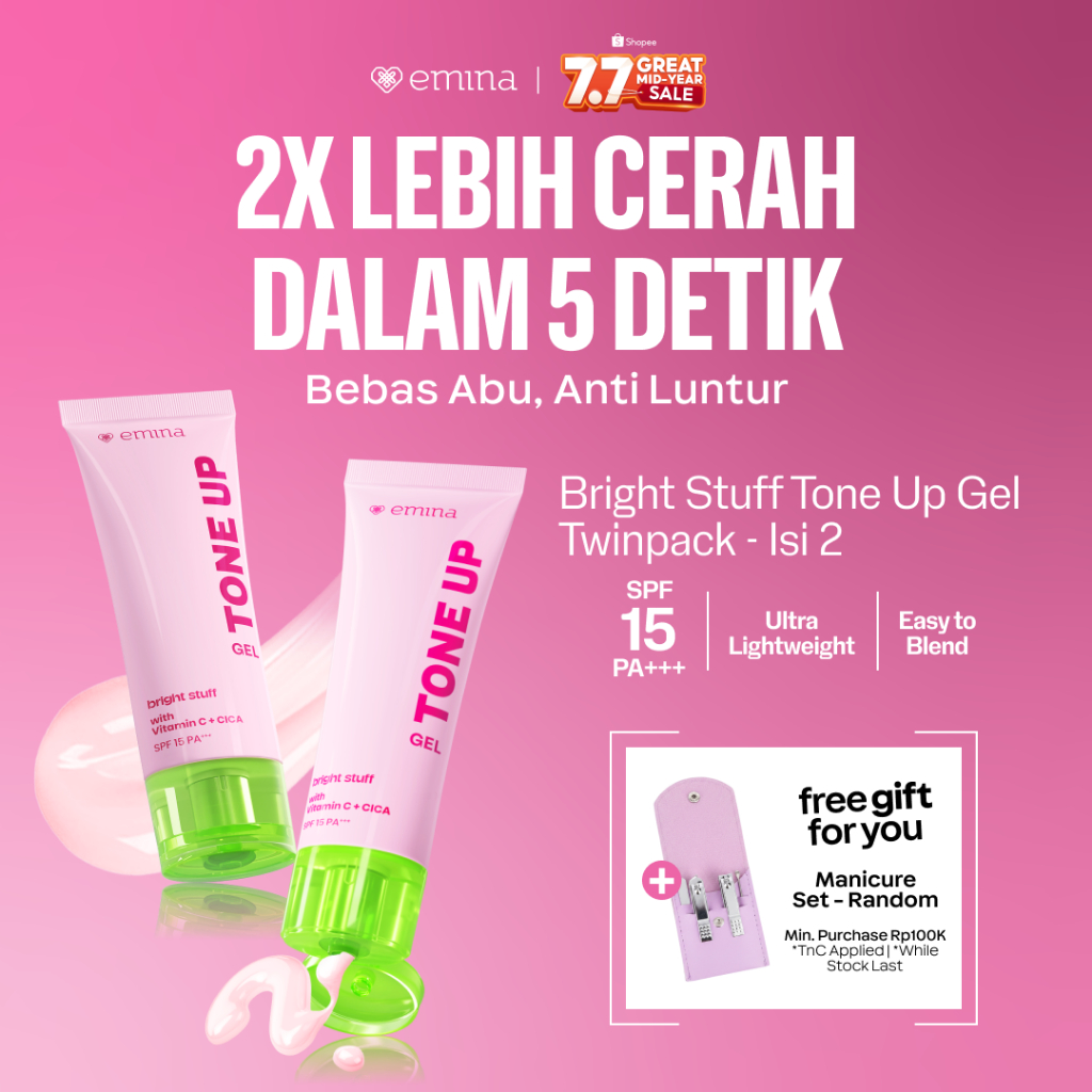 [Twin Pack] Emina Bright Stuff Tone Up Gel 20 ml Isi 2 Paket Tone Up - Pelembab Wajah Mencerahkan In