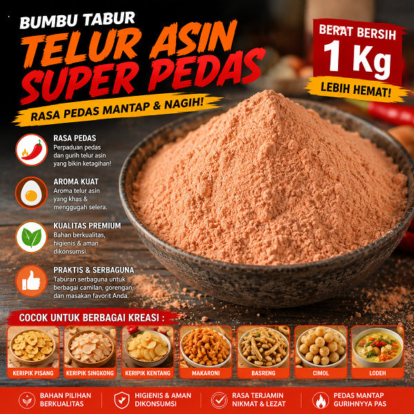 Bumbu Tabur Aneka Rasa Kiloan Rasa Telur Asin Super Pedas 1Kg Bubuk Tabur Kebutuhan Memasak Cocok Bu