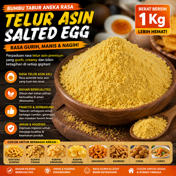 Bumbu Tabur Aneka Rasa Kiloan Rasa Telur Asin / Salted Egg 1 Kg Bubuk Tabur Kebutuhan Memasak Cocok 