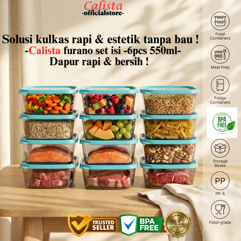[BPA FREE] Set Toples Plastik Calista Furano Smoke Ungu Bebas BPA Microwave & Freezer Praktis Toples