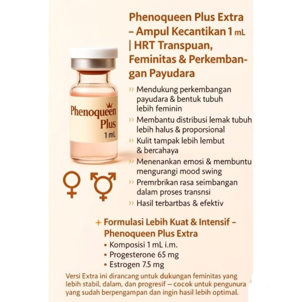 Phenoqueen Plus Ekstra Formula Pengganti Phenokinon HRTTranspuan, Feminitas, Bokong & Payudara