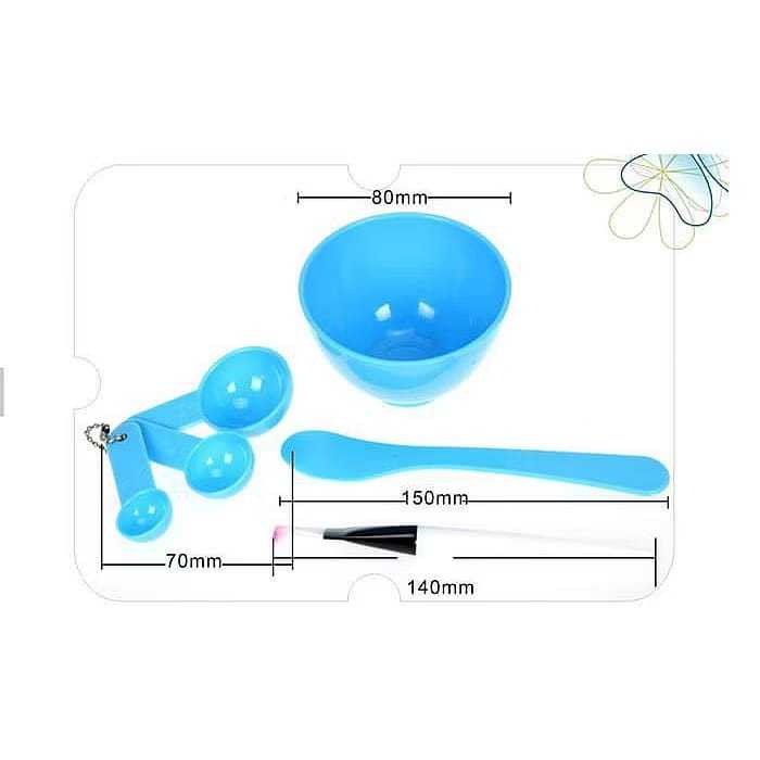 Mangkok Masker Wajah 4 in 1 - Set Lengkap dengan Kuas, Spatula, dan Sendok