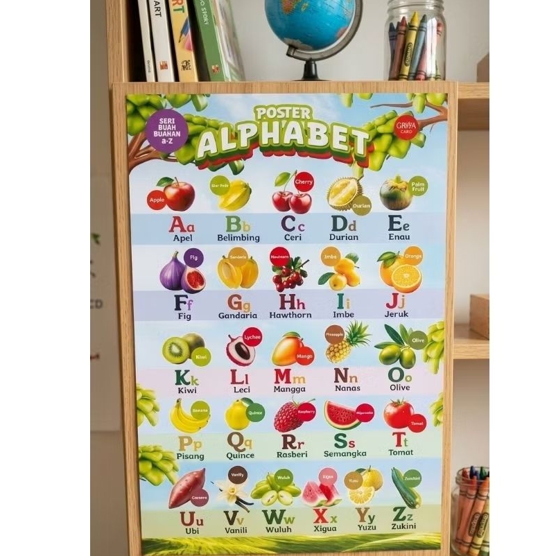 Poster Alphabet Buah_Poster Edukasi Anak_ARShoop Samarinda