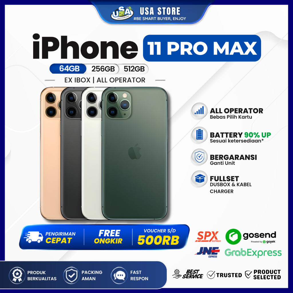 iPhone 11 Pro Max ex Ibox Garansi 100%Original iPhone Fullset All Operator 64GB 256GB 512GB