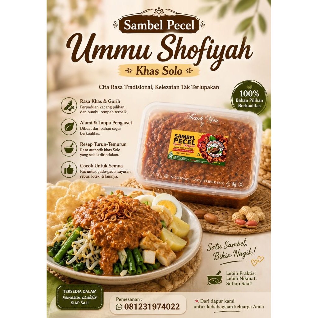 Sambel Pecel Khas SOLO - Sambel Pecel Madiun/Sambel Pecel Ummu Shofiyah Khas SOLO - Pecel 1 kg