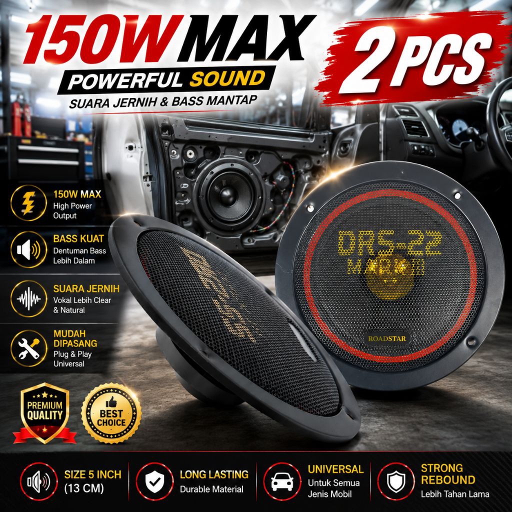 Speaker 6.5 Inch HiFi Audio 150 Watt 2 PCS 4 ohm Untuk Mobil Rumah Salon