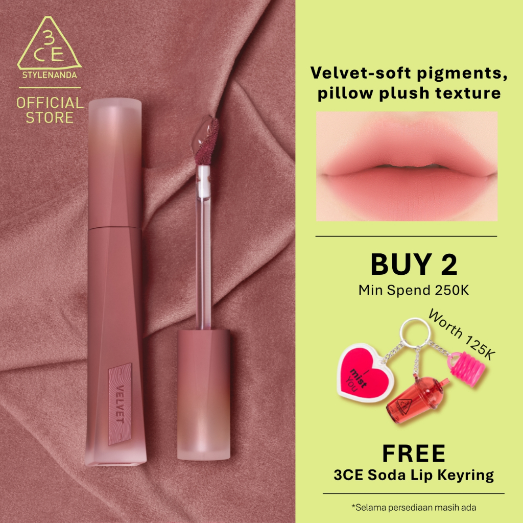 [NEW SHOPEE EXCLUSIVE SHADES] 3CE Velvet Plush - Liptint Soft Blur Matte 24H Non-drying Lightweight 
