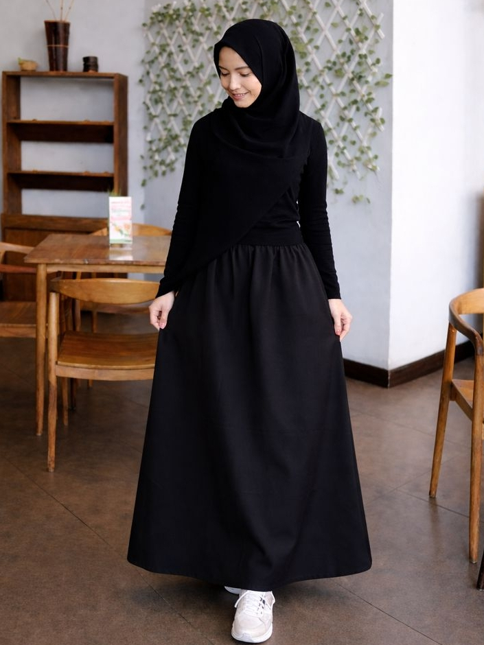 Rok Kerja Polos Muslimah Original AMUNZEN Panjang Full Karet (Produsen Rok Wolfis Balotelli) - COD