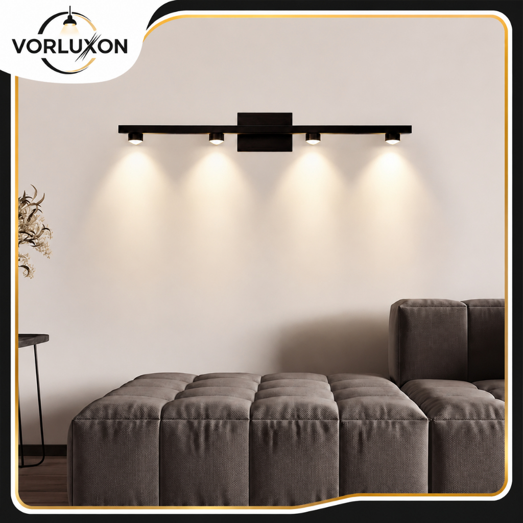 Lampu Dinding Kamar Mandi Modern 4 Lampu LED Tahan Air, Lampu Cermin Kamar Mandi Stylish Hitam Lampu