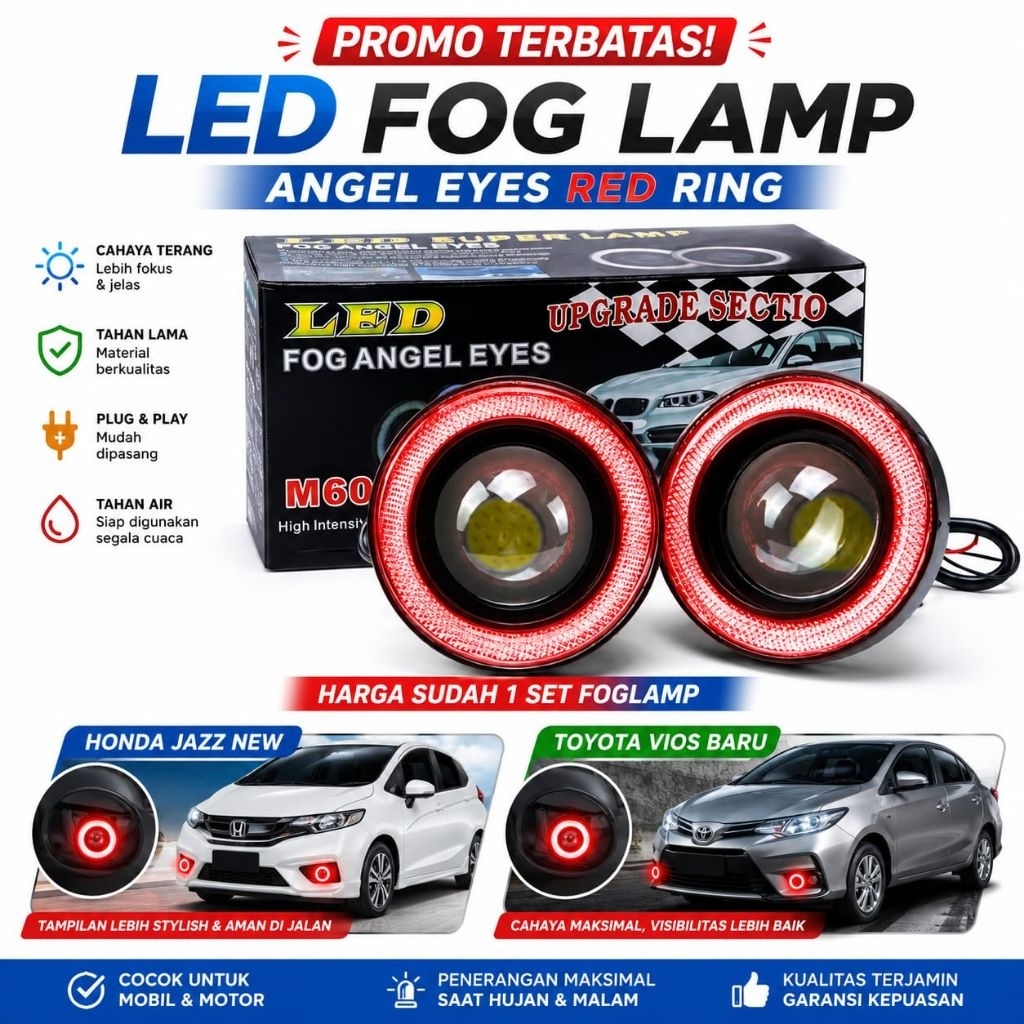 Lampu Foglamp 89MM Angel Eyes LED Projector Toyota Avanza Xenia Rush Terios