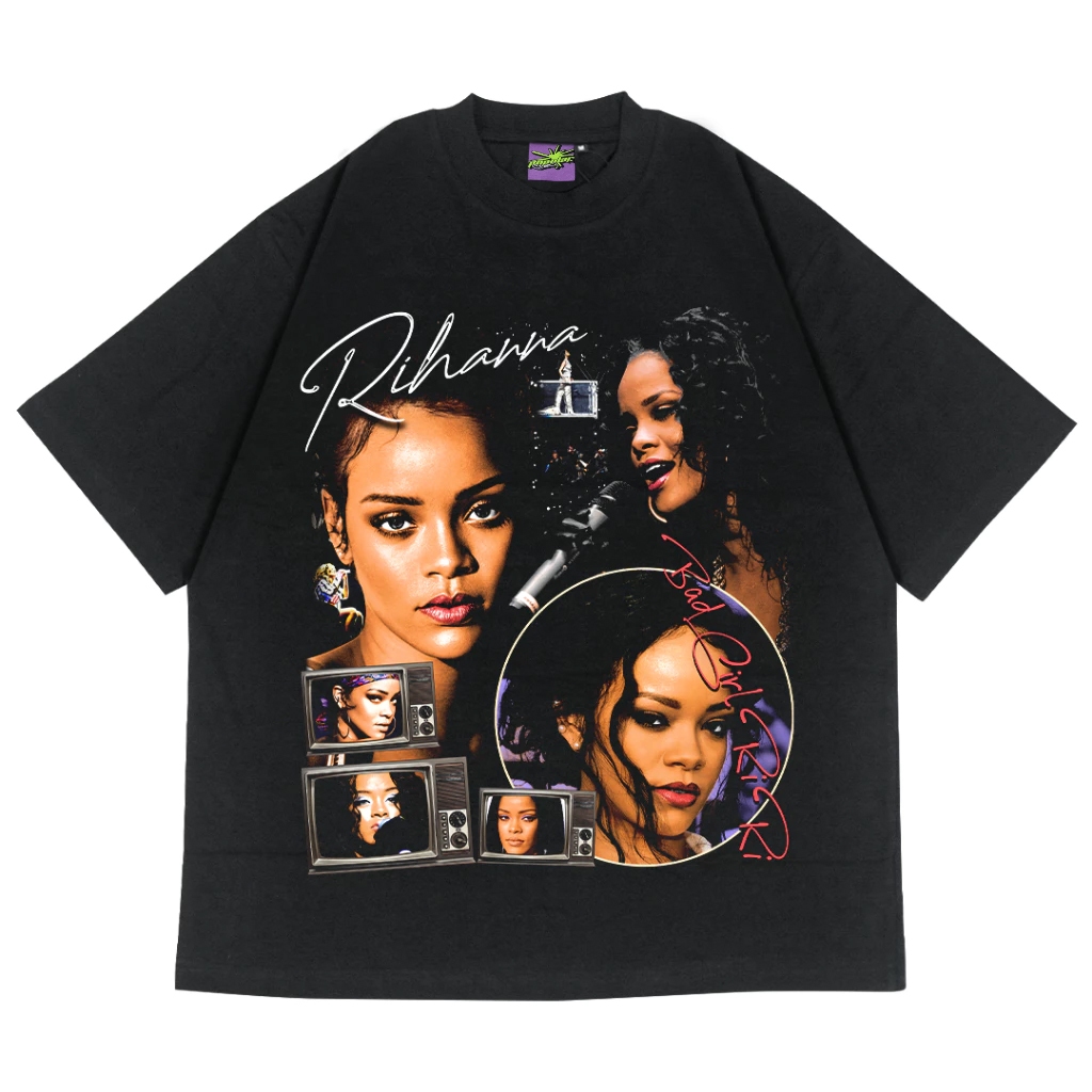 Rihanna Oversized Vintage T-Shirt – Black