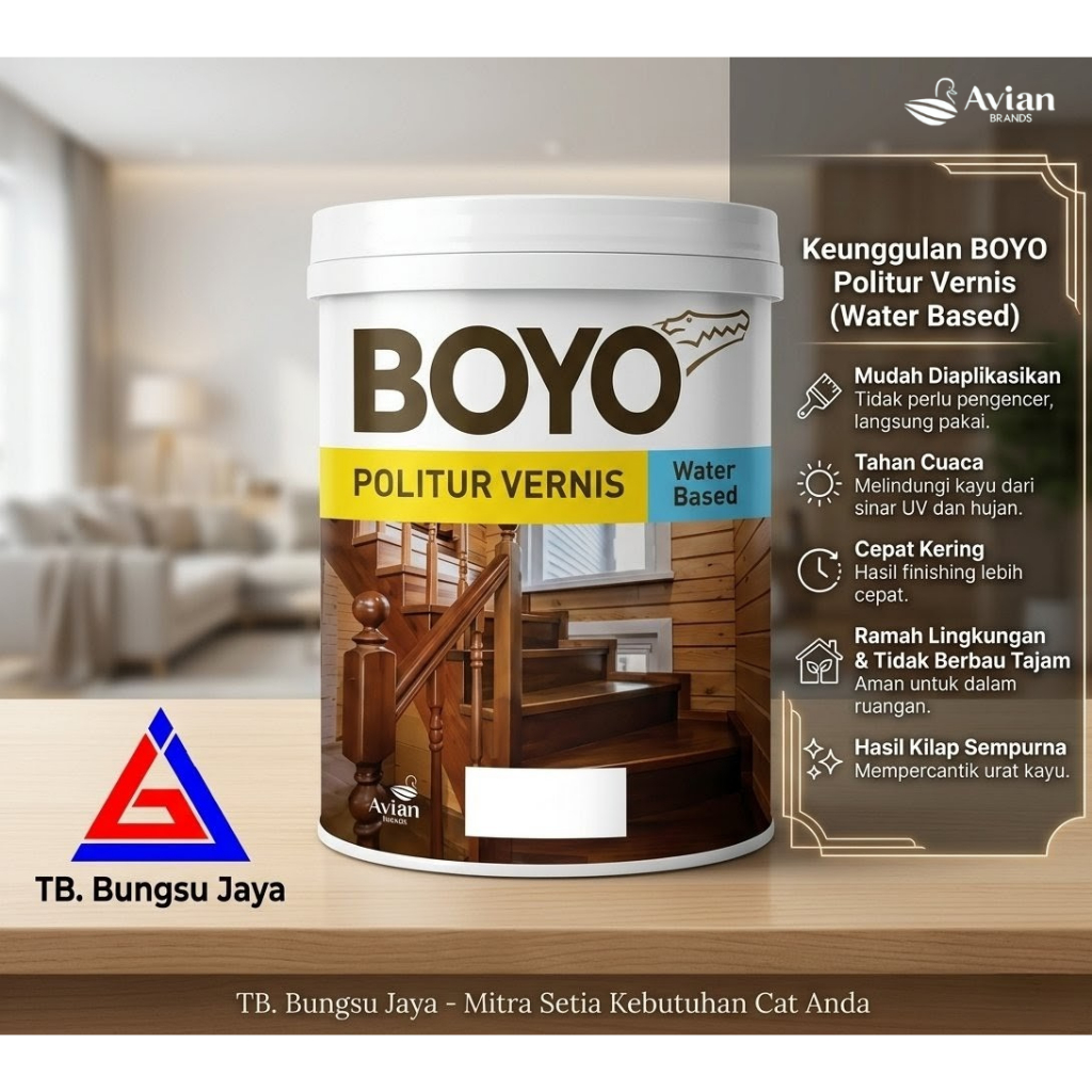 Cat Kayu / Boyo Politur Vernis Water Based
