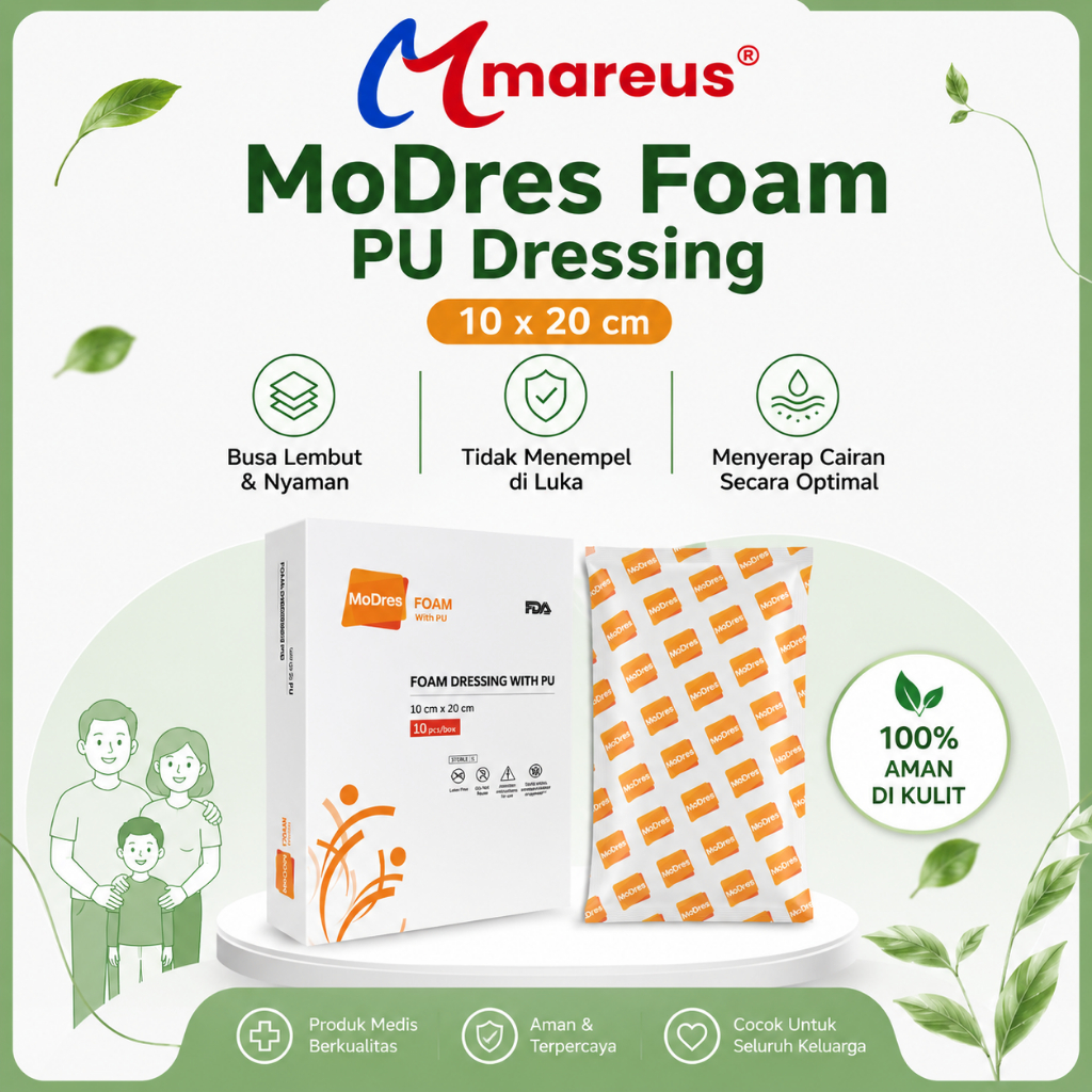 Modres Foam Dressing with PU 10x20 (Harga 1 Box)/Modres/Modres Foam/Modes/Foam Dressing/Plester Luka