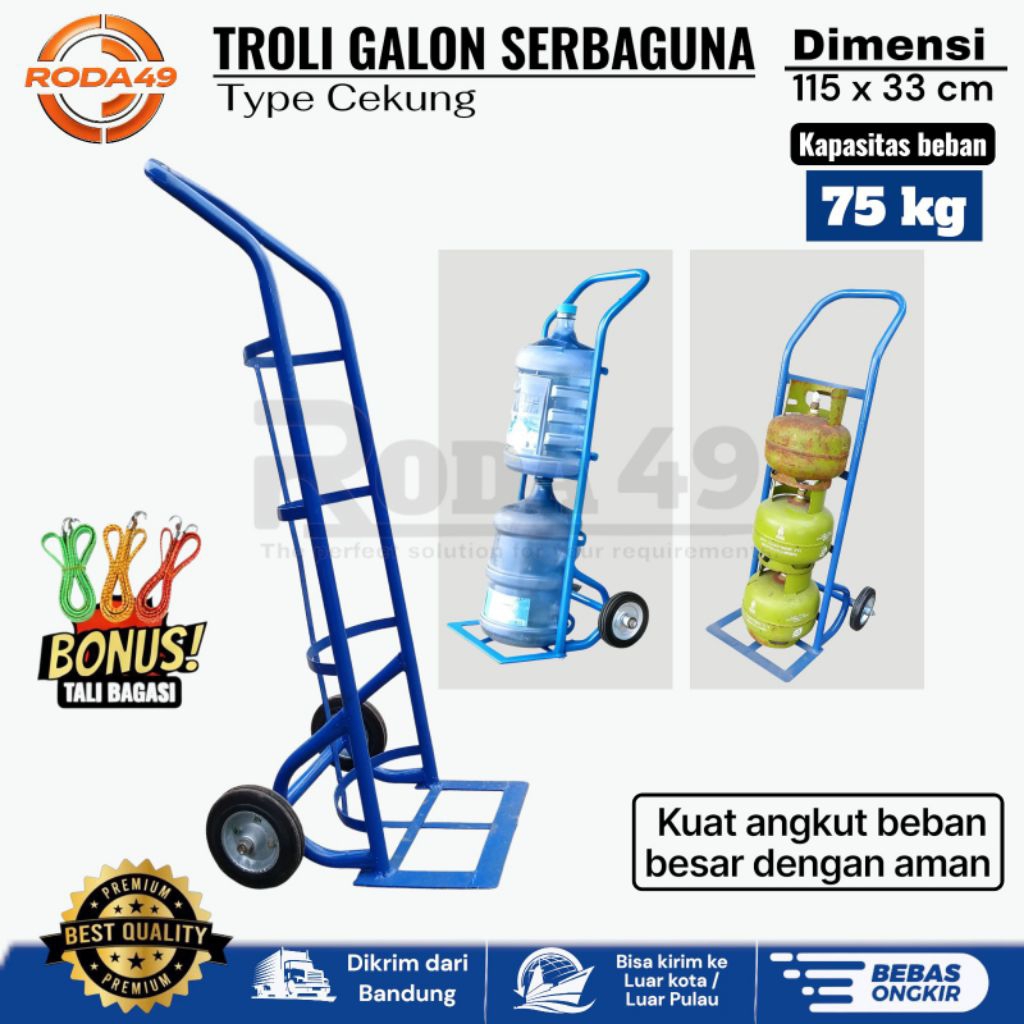 Troli Galon Serbaguna / Troli kapasitas 75kg / Troli Barang dua roda