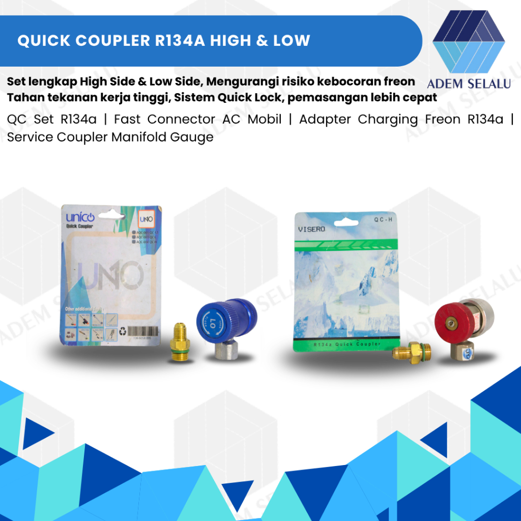 Quick Coupler R134a High & Low | QC Set R134a | Fast Connector AC Mobil | Adapter Charging Freon R13