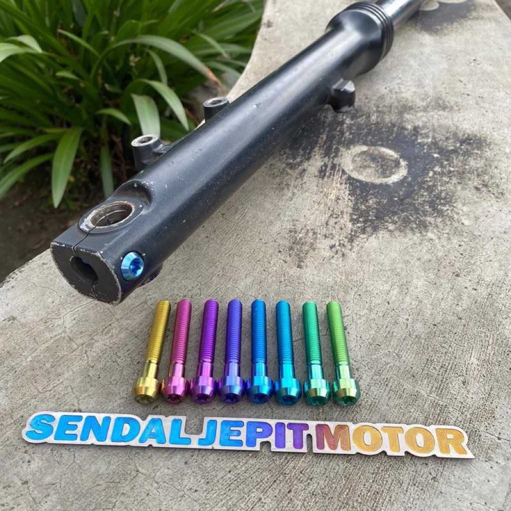 BAUT TITANIUM BOTTOM TABUNG SHOCK SKOK DEPAN NINJA R RR SS BAUT KUNCIAN BOTTOM SHOCK DEPAN NINJA R R