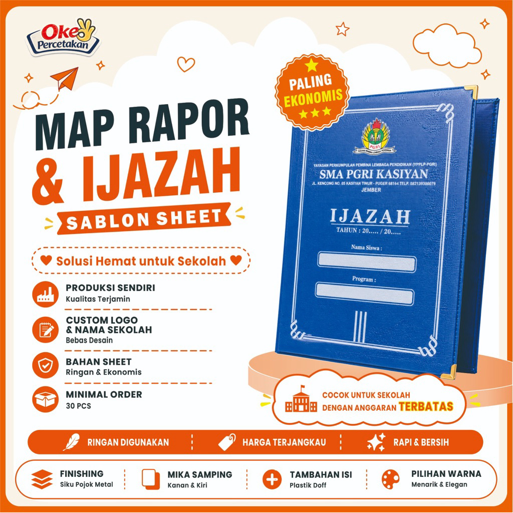 [SABLON SHEET] MAP RAPOT / IJAZAH | CETAK SABLON ELEGAN
