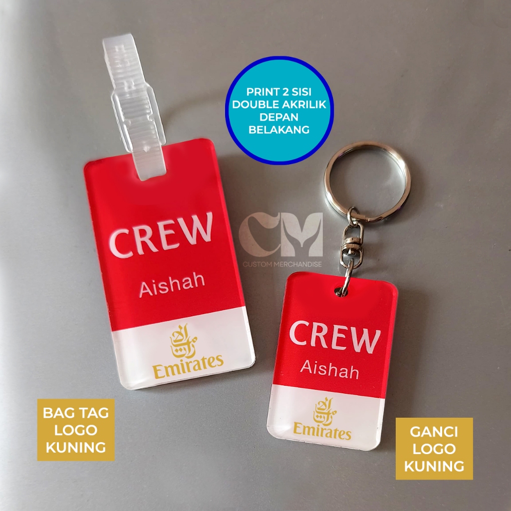 Luggage Tag EMIRATES Suitcase Tag Custom name bag hanger untuk cabin crew pilot pramugari pramugara