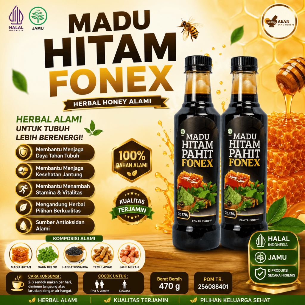 MADU HITAM PAHIT FONEX  Menurunkan Kolesterol 470ml BPOM Madu Fonex Besar