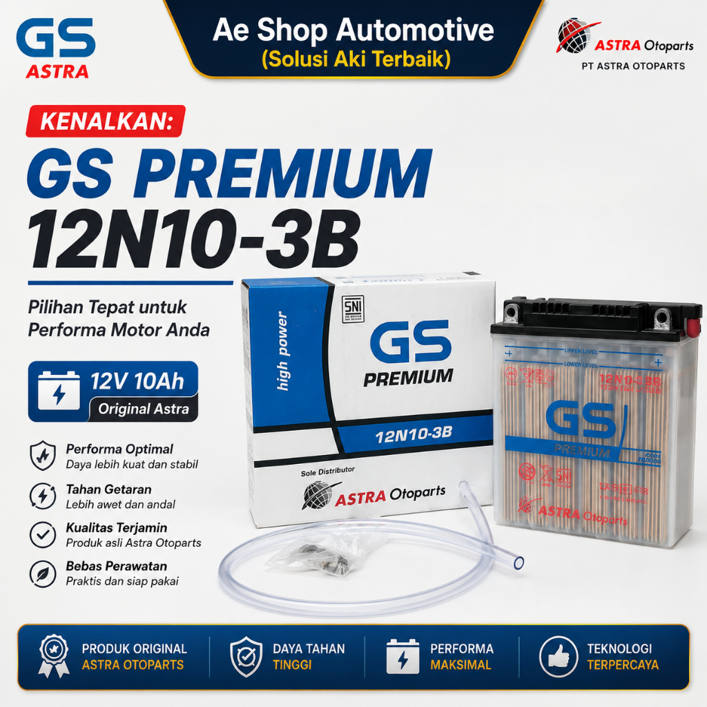 Aki Motor GSPR-12N10-3B 12V 10Ah GS Astra Original