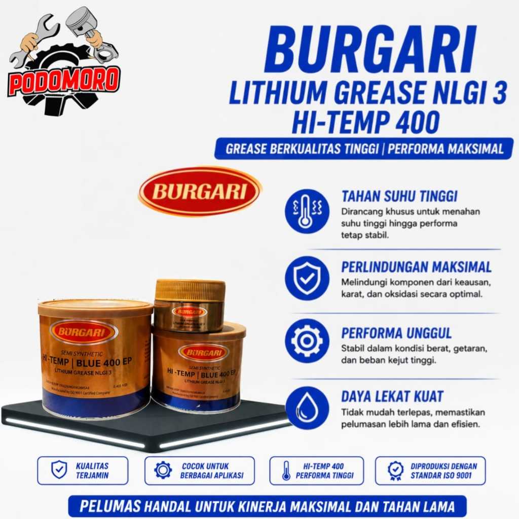 BURGARI Gemuk Pelumas Lithium Grease Semi Synthetic Hi-Temp 400 EP Blue