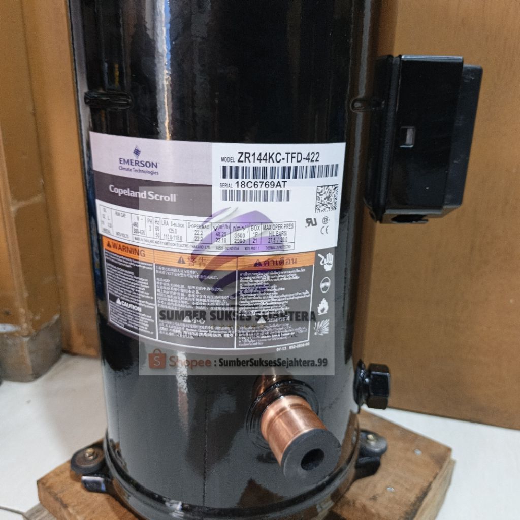 COMPRESSOR AC COPELAND ZR144 / ZR144KC / ZR144KC-TFD-422 (12PK R22 380V) (TANDEM) "Sumber Sukses Sej