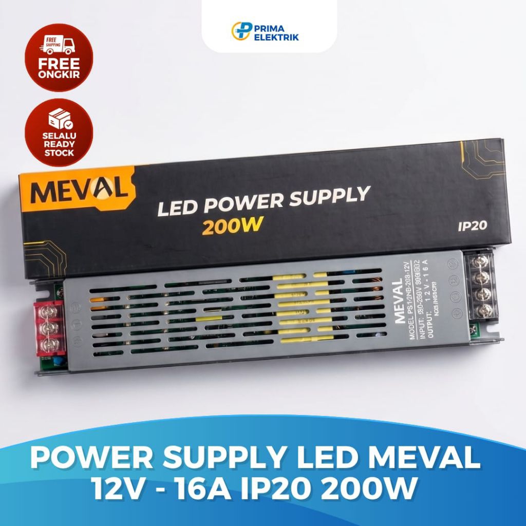 PEC | Power Supply LED Meval 12v - 16A IP20 200W/400W