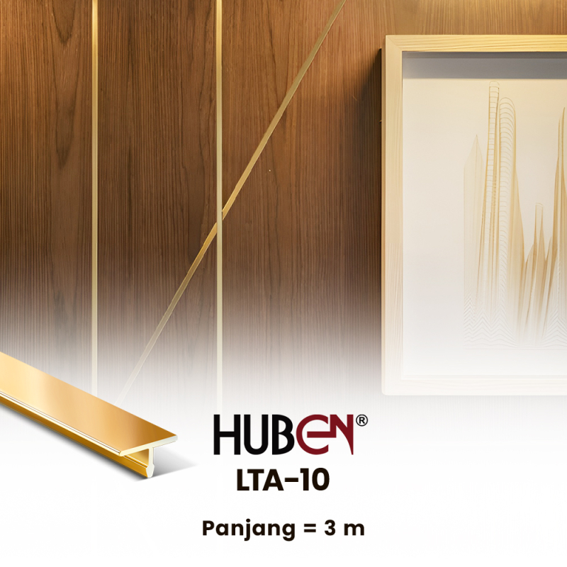 Huben List T Aluminium 10mm LTA-10 Gold Mirror