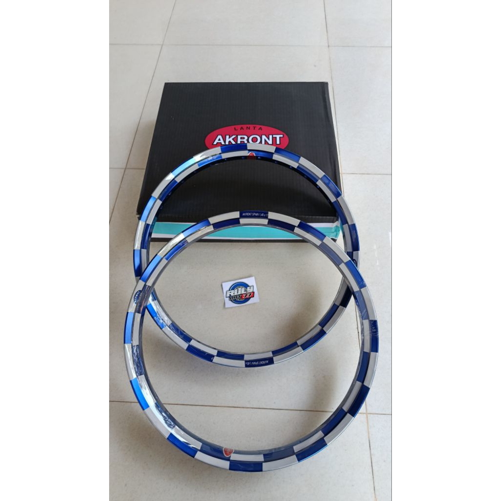 velg akront Spain motif catur blue ring 17 ukuran 140-140 depan belakang