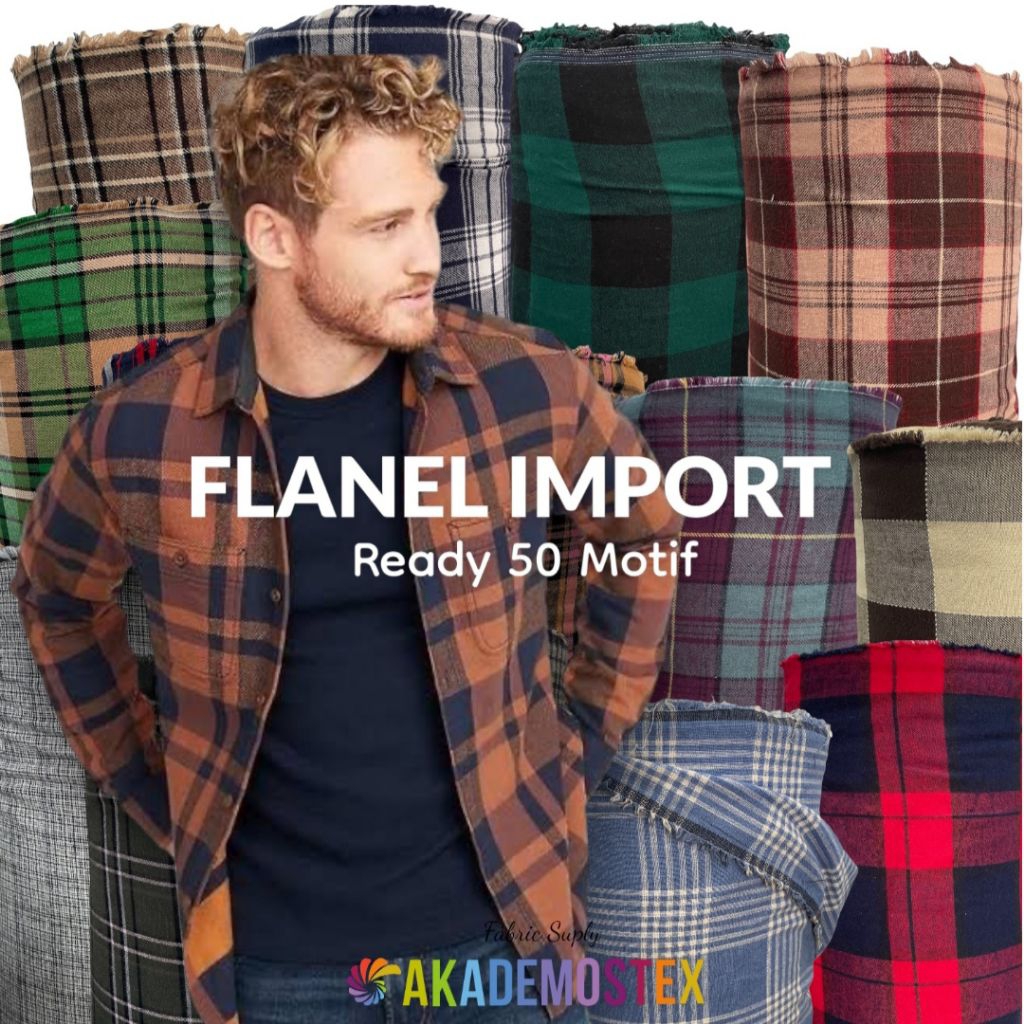 KAIN KATUN FLANEL IMPORT HIGH QUALITY /KEMEJA/OUTER/SETELAN/LEBAR KAIN 150CM