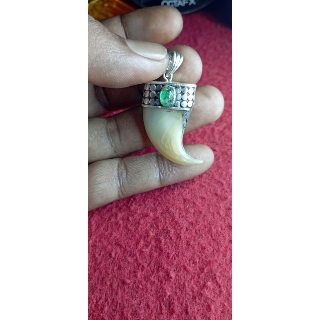 liontin ku an ring perak batu zamrud