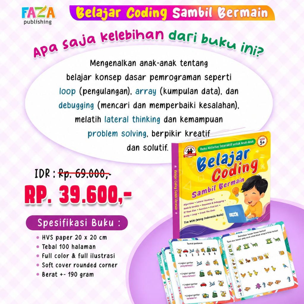 Belajar Coding Sambil Bermain-Faza-/Buku Belajar Coding/Buku Anak Belajar Coding/Buku Coding/Buku An