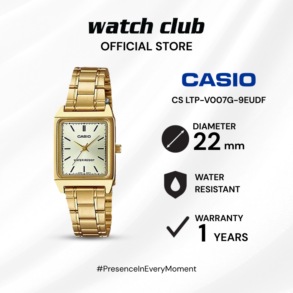 Casio - Jam Tangan WANITA Tali Stainless Steel CASIO Tank LTP-V007G-9EUDF