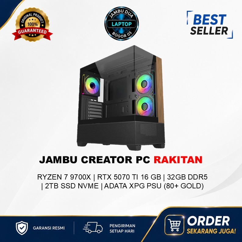 JAMBU DUA PC CREATOR PC RAKITAN [RYZEN 7 9700X] [RTX5070 TI]