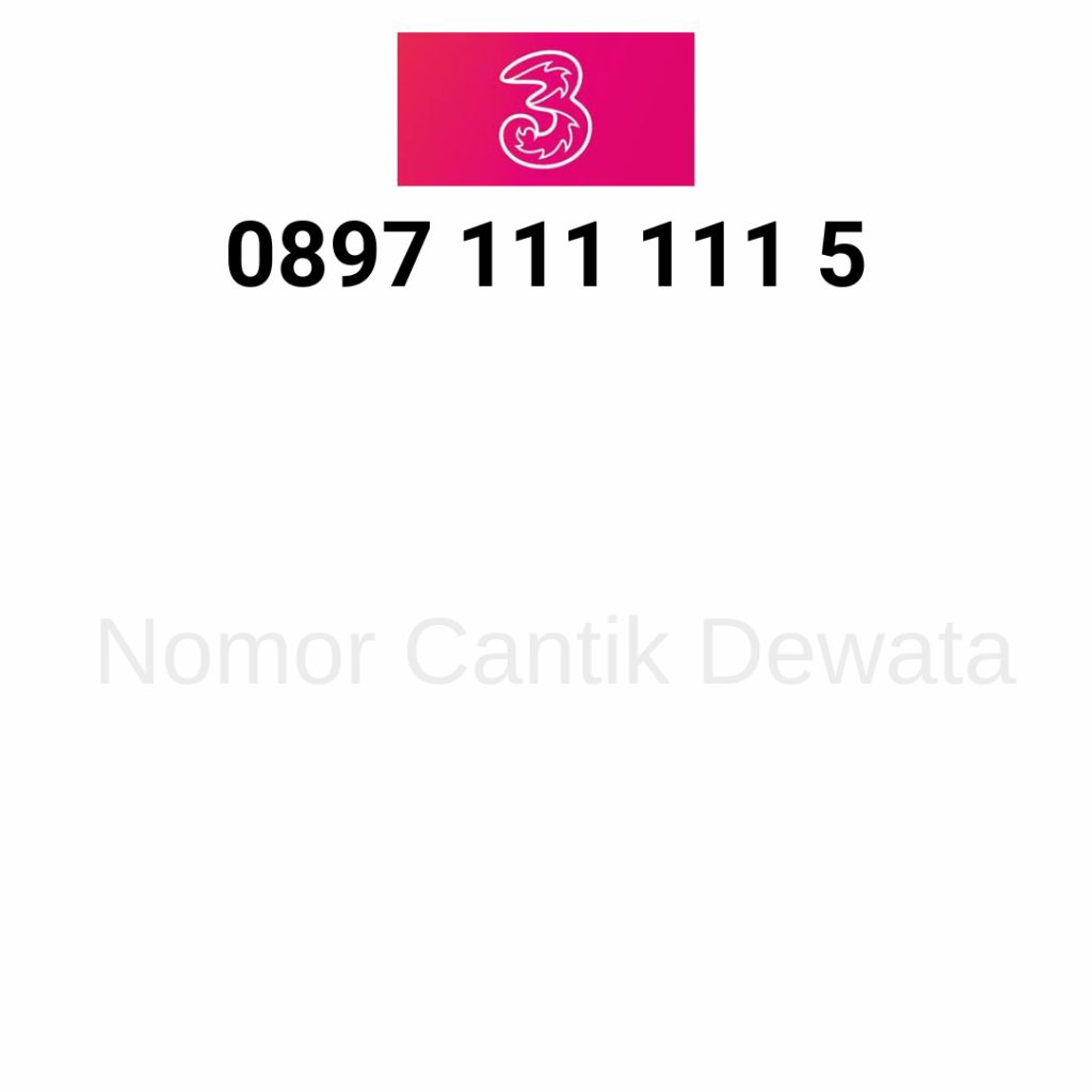 Nomor Cantik Three 11 Digit Seri Hexa 111 111, Kartu Perdana Three Cantik, Nomer Cantik Three
