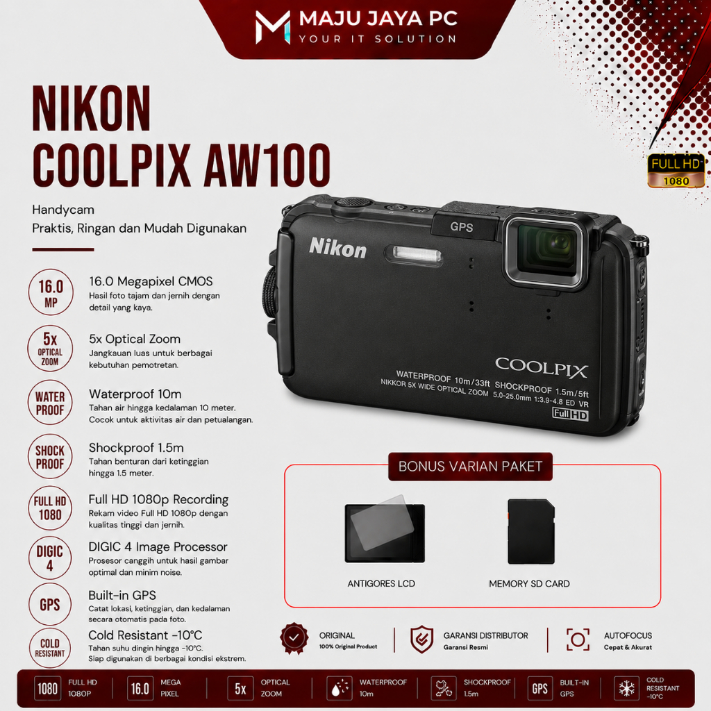 NIKON COOLPIX AW100 DIGITAL CAMERA WATERPROOF