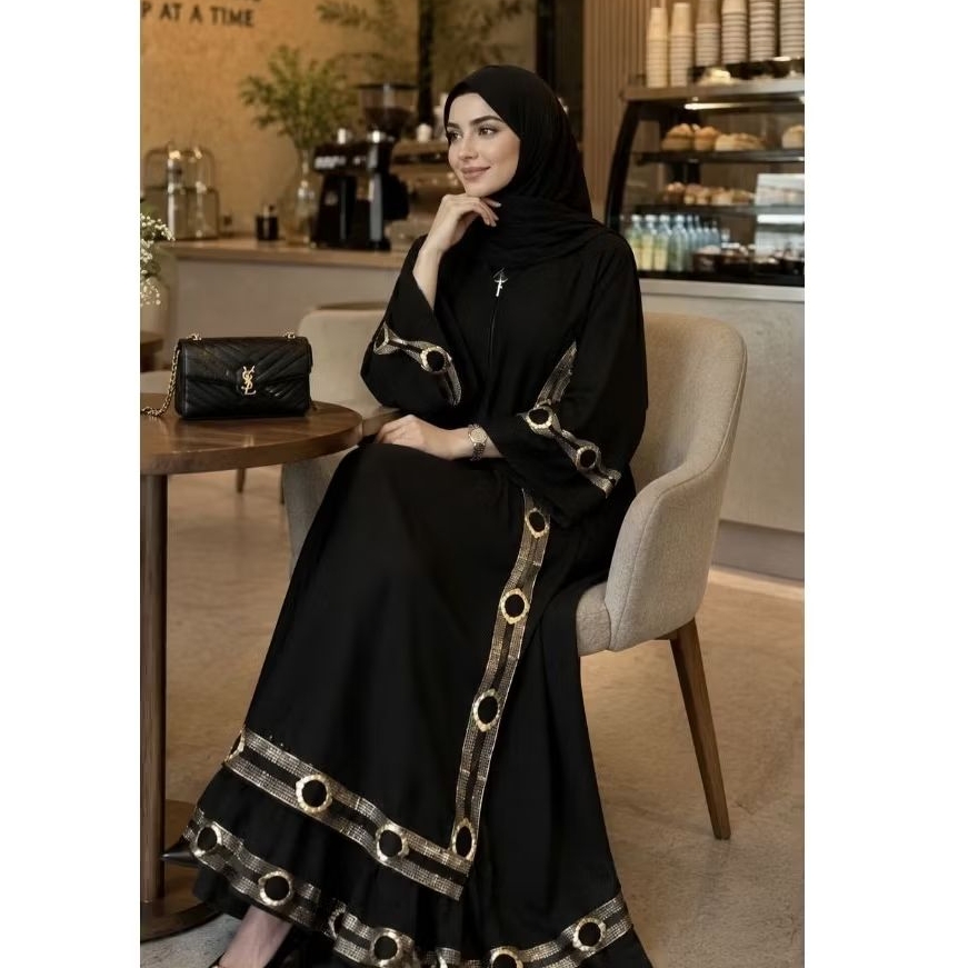 ABAYA EMBOS RENDA SAUDI 012 gamis umroh abaya turkey baju lebaran gamis dubai mewah abaya fursan kha