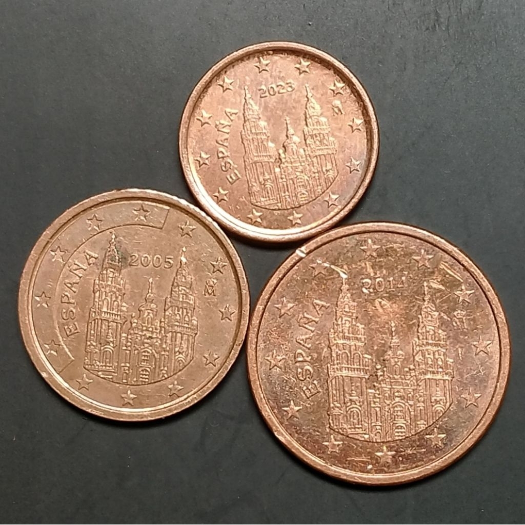 Set Koin Kuno Spanyol Euro cent 1 - 2 - 5 Cents