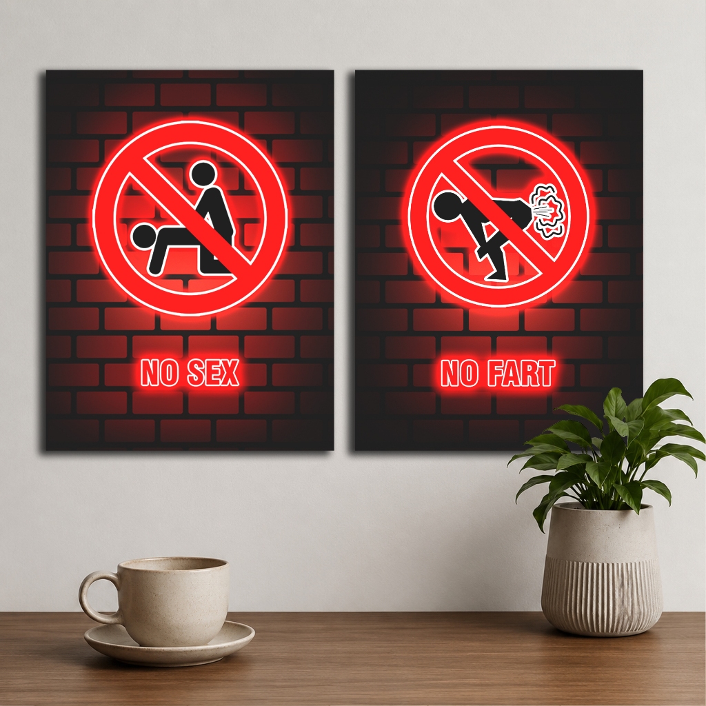 Pajangan Dinding Gambar Neon Dilarang / Hiasan Poster Murah Keren Aesthetic / Dekorasi Dinding