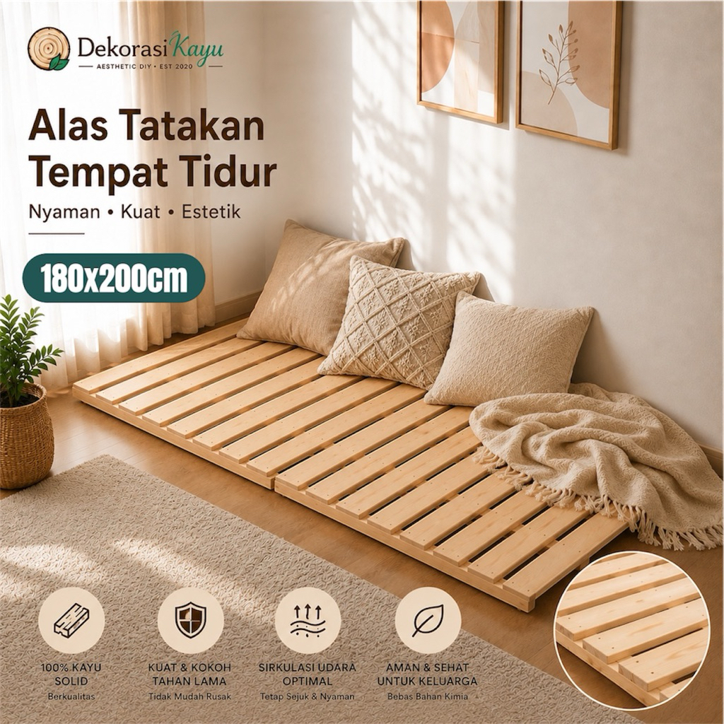 pallet kayu jati belanda tatakan dipan kasur 180x200 cm / dipan kasur kayu aesthetic / tatakan kasur