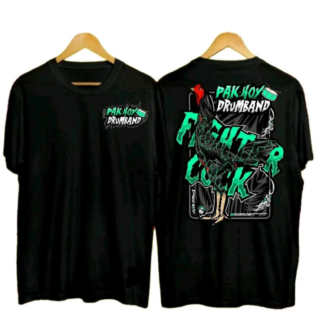 KAOS PAK HOY DRUMBAND FIGHTER COCK MOTIF BIRU PUTIH