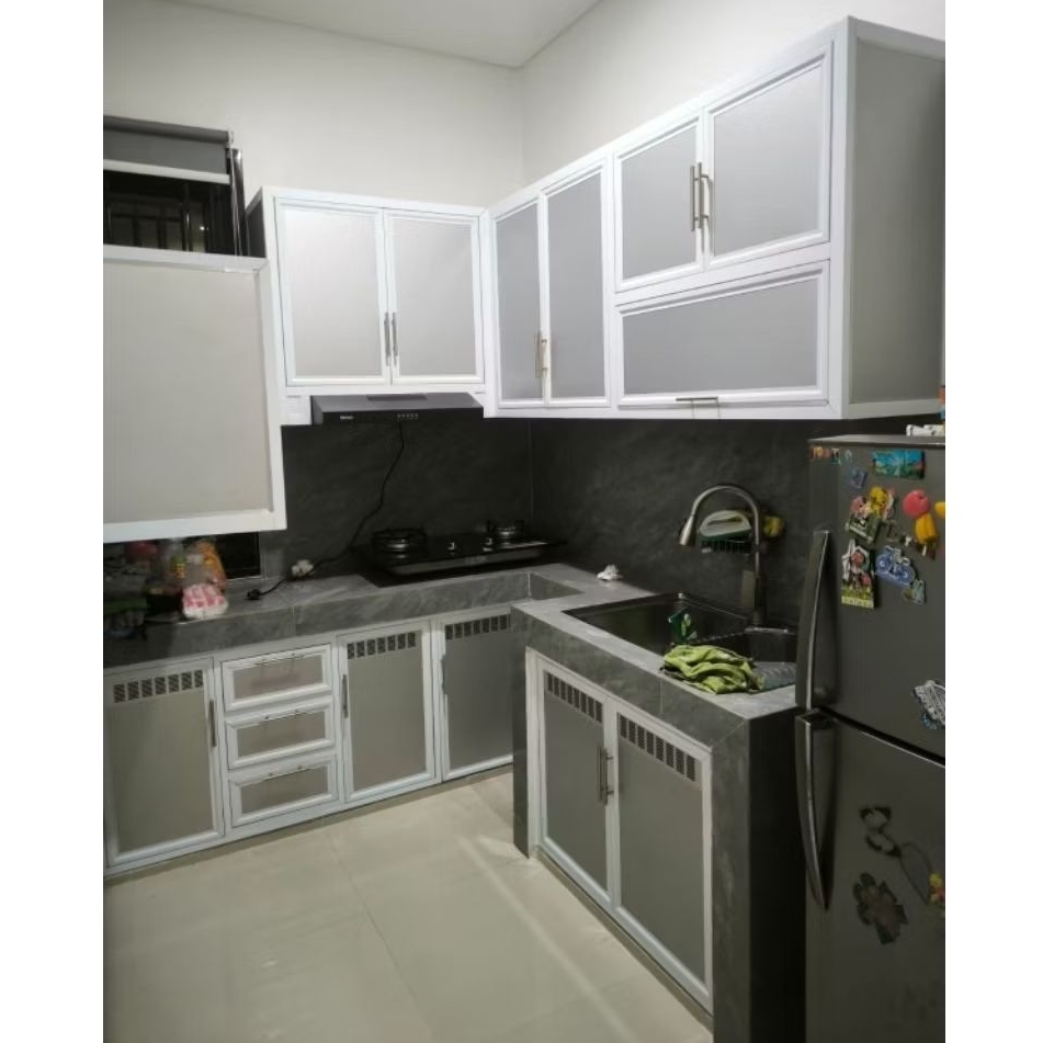 MCW furniture shopee/Custom Kitchen set full aluminium/Sepatan tgr/Custom kabinet dapur atas Dan baw